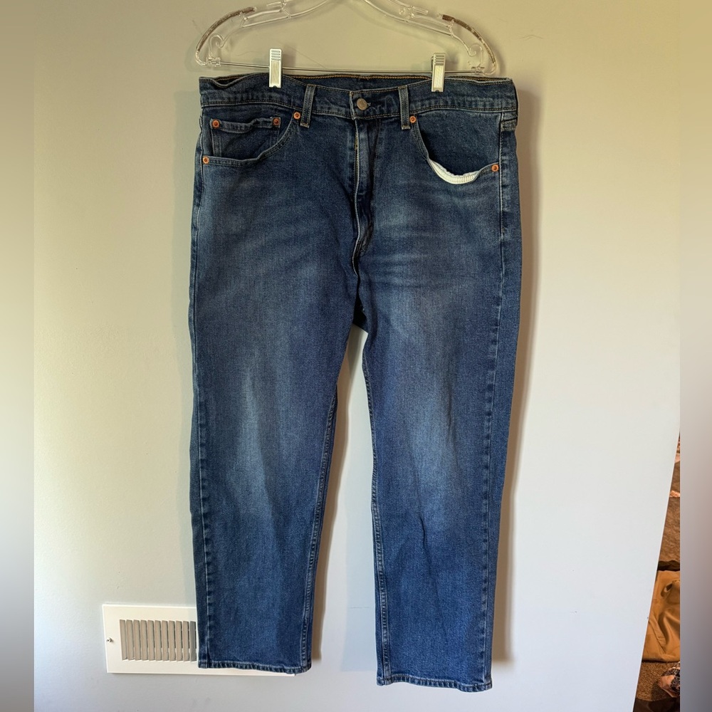 Levis 505 Men 36 x 29 Regular Fit Blue Jeans Medium Wash Denim